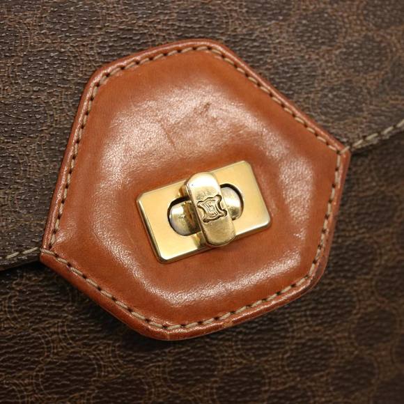 CELINE Macadam Canvas Hand Bag PVC 2way Brown Auth 75809 - Picture 9 of 16